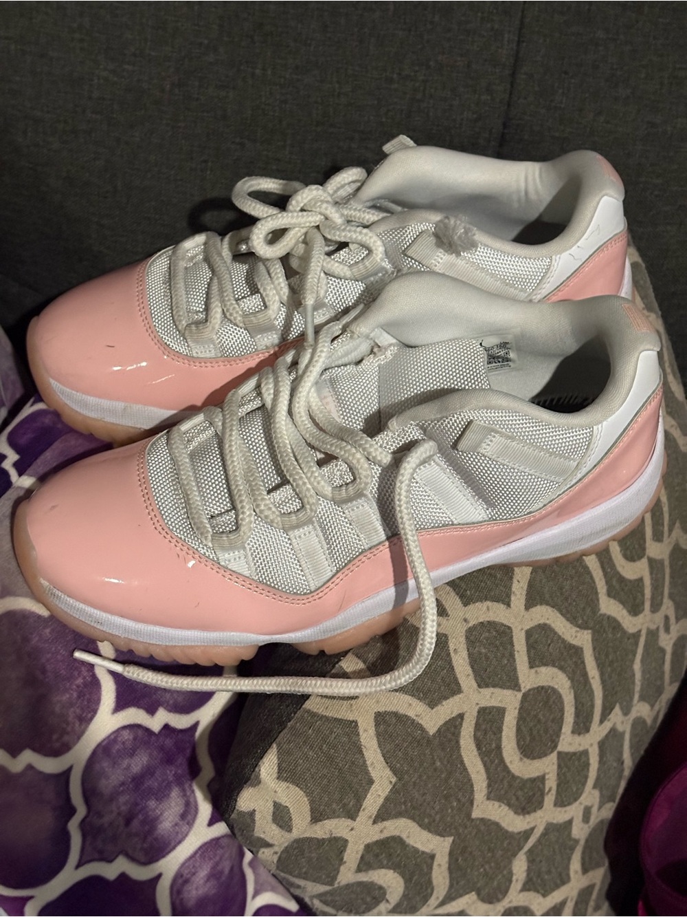 Jordan Women's Pink and White Sneakers